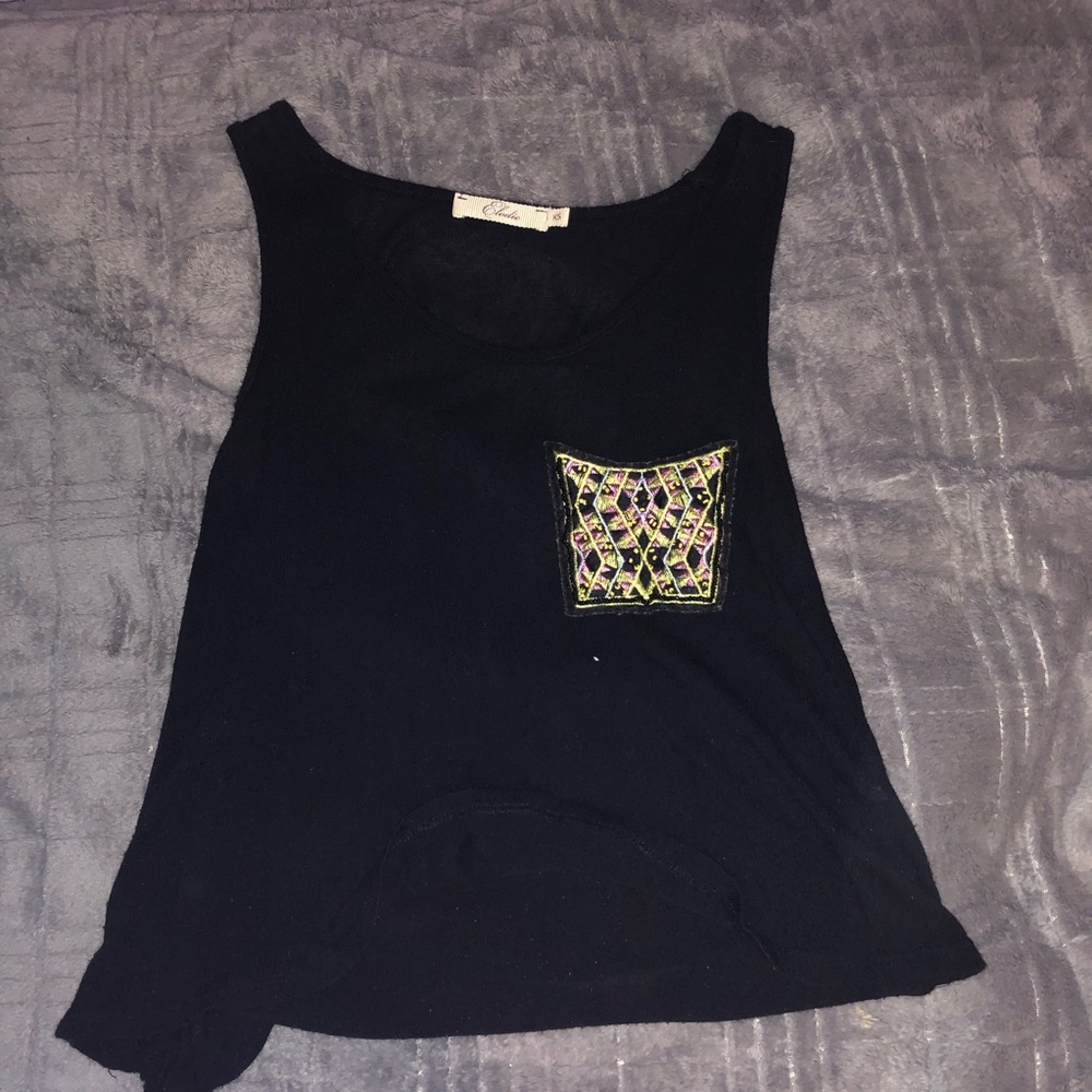 Cute black tank with pocket design